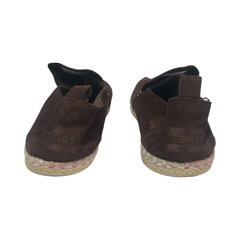 TOMS x & Other Stories Brown Suede Espadrille Flats Multi Color Stitch Womens 9